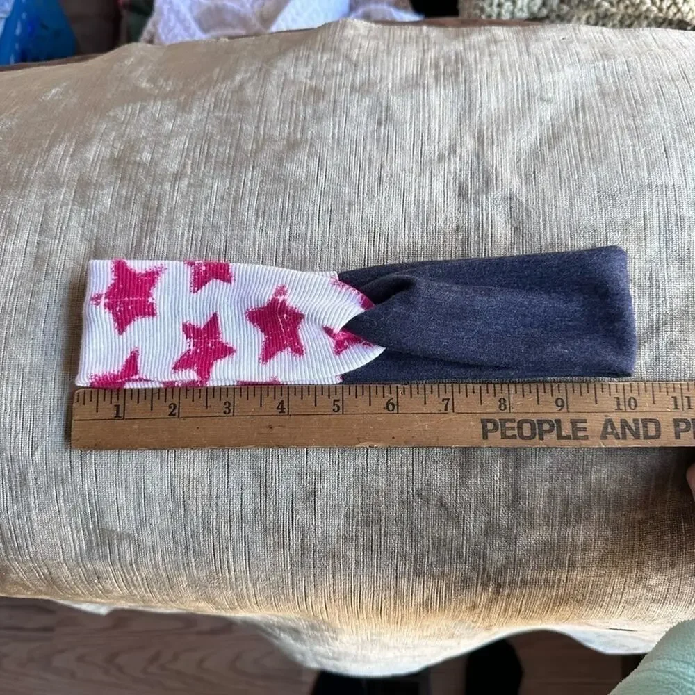 Headband Handmade red star white blue twist
